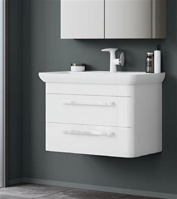 Orka Rose 80 cm Parlak Beyaz Banyo Dolabı Alt Modül ve Lavabo