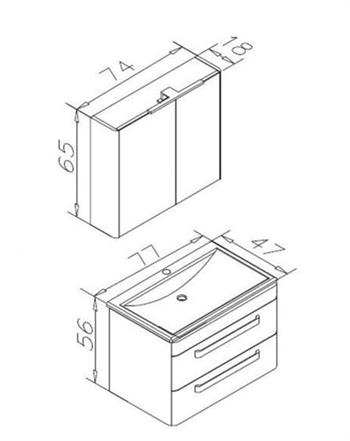Orka Rose Banyo Dolabı Takımı, 80 cm, Lake Parlak Kaşmir (Dolaplı Ayna-Ledli Ayna), 5000672