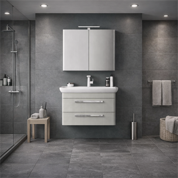 Orka Rose Banyo Dolabı Takımı, 80 cm, Lake Parlak Kaşmir (Dolaplı Ayna-Ledli Ayna), 5000672