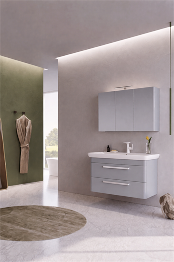 Orka Rose Banyo Dolabı Takımı, 100 cm, Lake Parlak Gri (Dolaplı-Ledli Ayna), 5000523