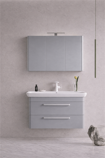 Orka Rose Banyo Dolabı Takımı, 100 cm, Lake Parlak Gri (Dolaplı-Ledli Ayna), 5000523