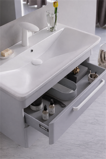 Orka Rose Banyo Dolabı Takımı, 100 cm, Lake Parlak Gri (Dolaplı-Ledli Ayna), 5000523