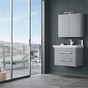 Orka Rose Banyo Dolabı Takımı, 80 cm, Lake Parlak Gri (Dolaplı Ayna-Ledli Ayna), 5000669