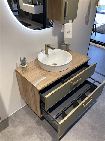 Orka Salerno 96 cm Legnano-Mat Sardunya Banyo Dolabı Alt Modül ve Lavabo,Krom/Altın Kulp, 5004111