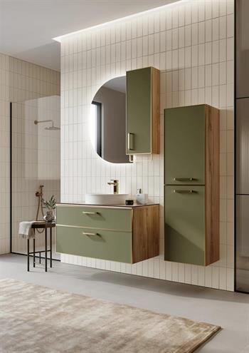 Orka Salerno Banyo Dolabı Takımı, 96 cm, Legnano-Mat Sardunya (Ledli Ayna-Üst Dolap), Krom/Altın Kulp, 5004112