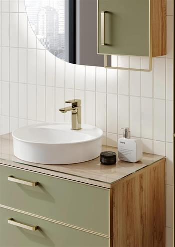 Orka Salerno Banyo Dolabı Takımı, 96 cm, Legnano-Mat Sardunya (Ledli Ayna-Üst Dolap), Krom/Altın Kulp, 5004112