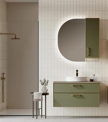 Orka Salerno Banyo Dolabı Takımı, 96 cm, Legnano-Mat Sardunya (Ledli Ayna-Üst Dolap), Krom/Altın Kulp, 5004112