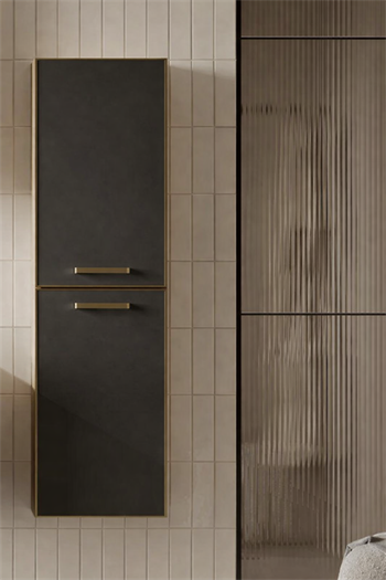 Orka Salerno 40 cm Legnona- Mat Antrasit Banyo Boy Çamaşır Dolabı Krom/Altın Kulp, 3006376