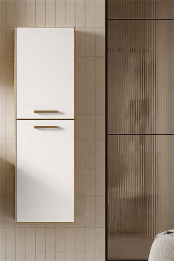 Orka Salerno 40 cm Legnona- Mat Beyaz Banyo Boy Çamaşır Dolabı Krom/Altın Kulp, 3006351