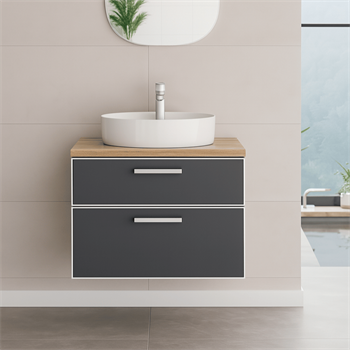 Orka Salerno 61 cm Legnano-Mat Antrasit Banyo Dolabı Alt Modül ve Lavabo, 5004713