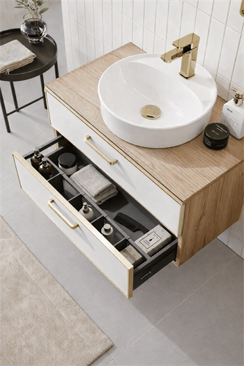 Orka Salerno Banyo Dolabı Takımı, 76 cm, Legnano-Mat Beyaz (Ledli Ayna-Üst Dolap), Krom/Altın Kulp, 5004701