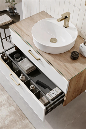 Orka Salerno Banyo Dolabı Takımı, 96 cm, Legnano-Mat Beyaz (Ledli Ayna-Üst Dolap), Krom/Altın Kulp, 5004689