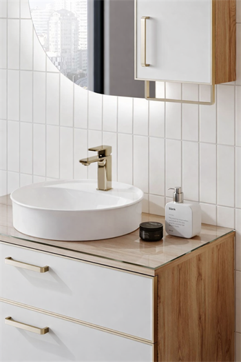 Orka Salerno Banyo Dolabı Takımı, 96 cm, Legnano-Mat Beyaz (Ledli Ayna-Üst Dolap), Krom/Altın Kulp, 5004689