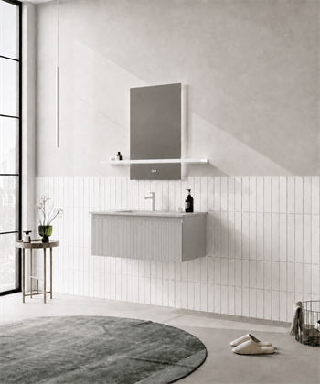 Orka Salina Banyo Dolabı Takımı, 100 cm, Mat Kaşmir Lake (Ledli Ayna), 5007417