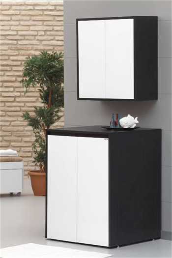 Orka Sedir 70 cm Mat Antrasit Çamaşır Dolabı Takımı