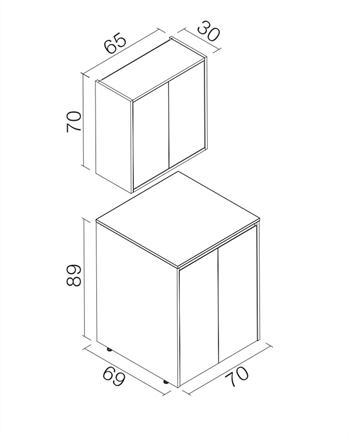 Orka Sedir 70 cm Mat Antrasit Çamaşır Dolabı Takımı