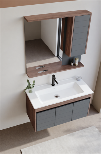 Orka Serra 100 cm Navaro/Antrasit Banyo Dolabı Takımı, 5007562
