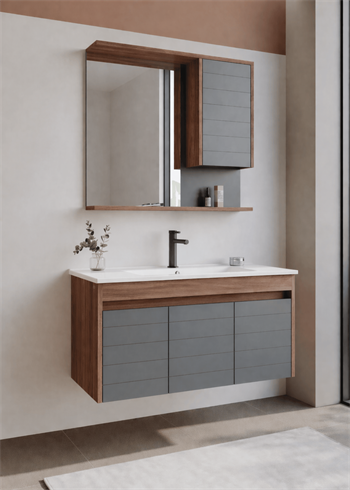 Orka Serra 100 cm Navaro/Antrasit Banyo Dolabı Takımı, 5007562