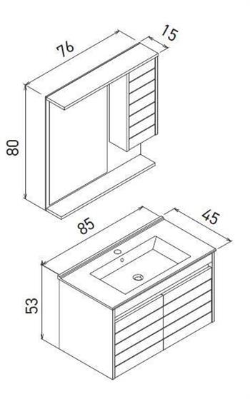 Orka Serra 85 cm Navaro/Antrasit Banyo Dolabı Takımı, 5007561