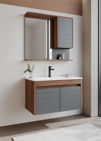 Orka Serra 85 cm Navaro/Antrasit Banyo Dolabı Takımı, 5007561