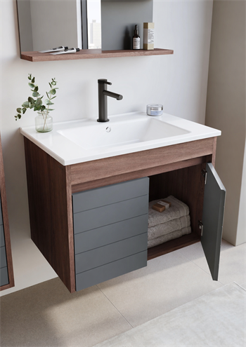 Orka Serra 85 cm Navaro/Antrasit Banyo Dolabı Takımı, 5007561