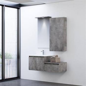 Orka Sidney 110 cm Gümüş Banyo Dolabı Takımı