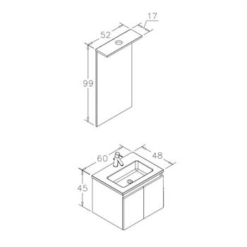 Orka Sidney 60 cm Gümüş Banyo Dolabı Takımı