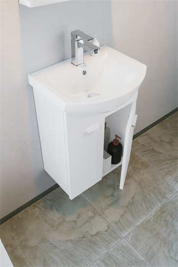 Orka Soma 45 cm Beyaz Banyo Dolabı Takımı (Etajerli Ayna)