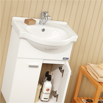Orka Soma 45 cm Beyaz Banyo Dolabı Takımı (Etajerli Ayna)