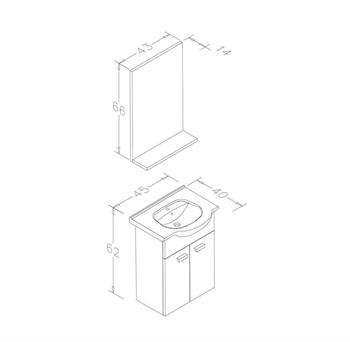 Orka Soma 45 cm Legnona Banyo Dolabı Takımı (Etajerli Ayna)