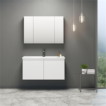 Orka Terme 100 cm Parlak Beyaz Kapaklı Banyo Dolabı Takımı (Dolaplı Ayna)