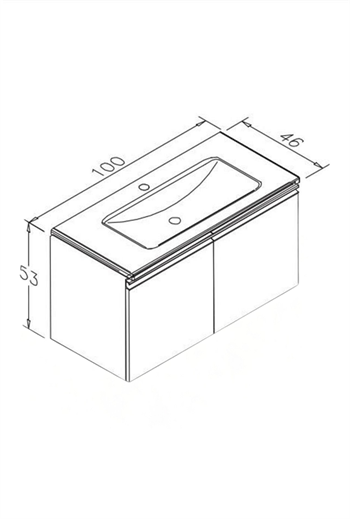 Orka Terme 100 cm Parlak Siyah Banyo Dolabı Alt Modül ve Lavabo