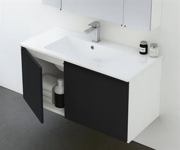 Orka Terme 100 cm Parlak Siyah Banyo Dolabı Alt Modül ve Lavabo