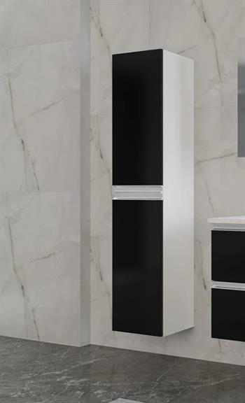 Orka Terme 35 cm Parlak Siyah Banyo Boy Çamaşır Dolabı