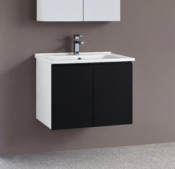 Orka Terme 60 cm Parlak Antrasit Banyo Dolabı Alt Modül ve Lavabo
