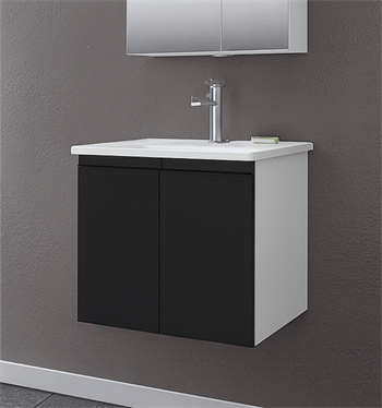 Orka Terme 60 cm Parlak Antrasit Banyo Dolabı Alt Modül ve Lavabo