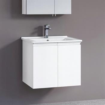 Orka Terme 60 cm Parlak Beyaz Banyo Dolabı Alt Modül ve Lavabo