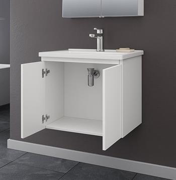 Orka Terme 60 cm Parlak Beyaz Banyo Dolabı Alt Modül ve Lavabo