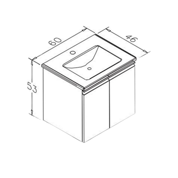 Orka Terme 60 cm Parlak Gri Banyo Dolabı Alt Modül ve Lavabo