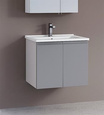 Orka Terme 60 cm Parlak Gri Banyo Dolabı Alt Modül ve Lavabo