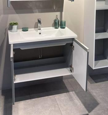 Orka Terme 80 cm Parlak Gri Banyo Dolabı Alt Modül ve Lavabo