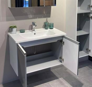 Orka Terme 80 cm Parlak Gri Banyo Dolabı Alt Modül ve Lavabo