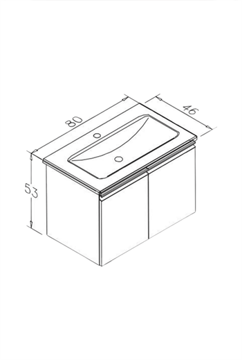 Orka Terme 80 cm Parlak Gri Banyo Dolabı Alt Modül ve Lavabo