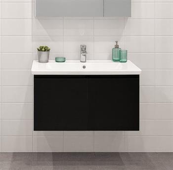 Orka Terme 80 cm Parlak Siyah Banyo Dolabı Alt Modül ve Lavabo