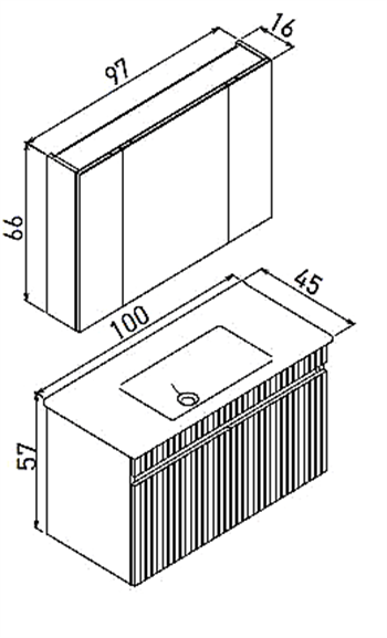 Orka Tivoli 100 cm Mat Antrasit Banyo Dolabı Takımı (Dolaplı Ayna), 5008696