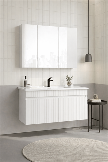 Orka Tivoli 100 cm Mat Beyaz Banyo Dolabı Takımı (Dolaplı Ayna), 5008697