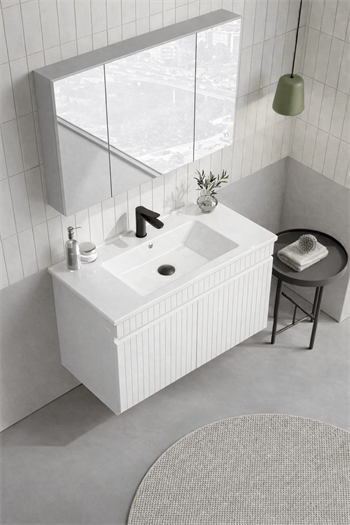 Orka Tivoli 100 cm Mat Beyaz Banyo Dolabı Takımı (Dolaplı Ayna), 5008697