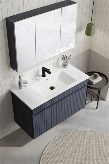 Orka Tivoli 100 cm Mat Lacivert Banyo Dolabı Takımı (Dolaplı) , 5008699