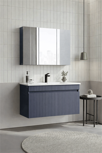 Orka Tivoli 100 cm Mat Lacivert Banyo Dolabı Takımı (Dolaplı) , 5008699