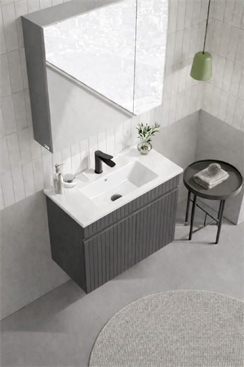 Orka Tivoli 65 cm Mat Antrasit Banyo Dolabı Takımı (Dolaplı Ayna), 5008688